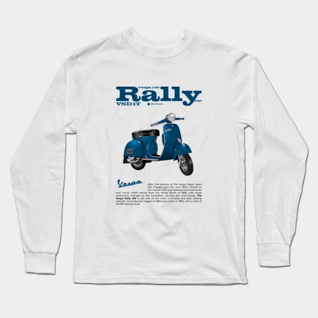 Vespa 180 Rally | Blu Pavone Long Sleeve T-Shirt by wespe